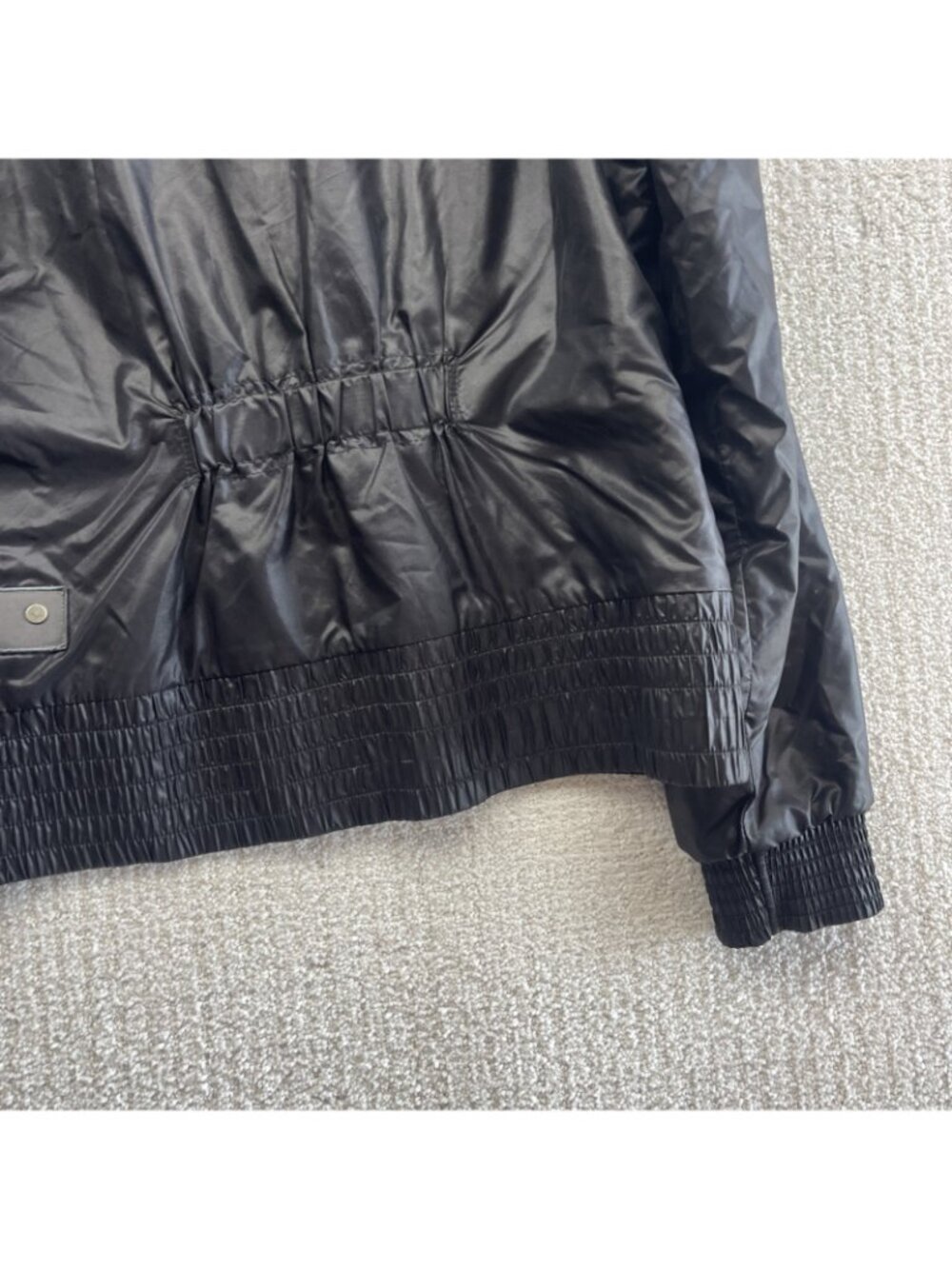 Y2K Puma Faux-Fur Hoodie Full Zip Jacket Shiny Satin Black Wom Sz L Hip Hop 2000 - Picture 12 of 12